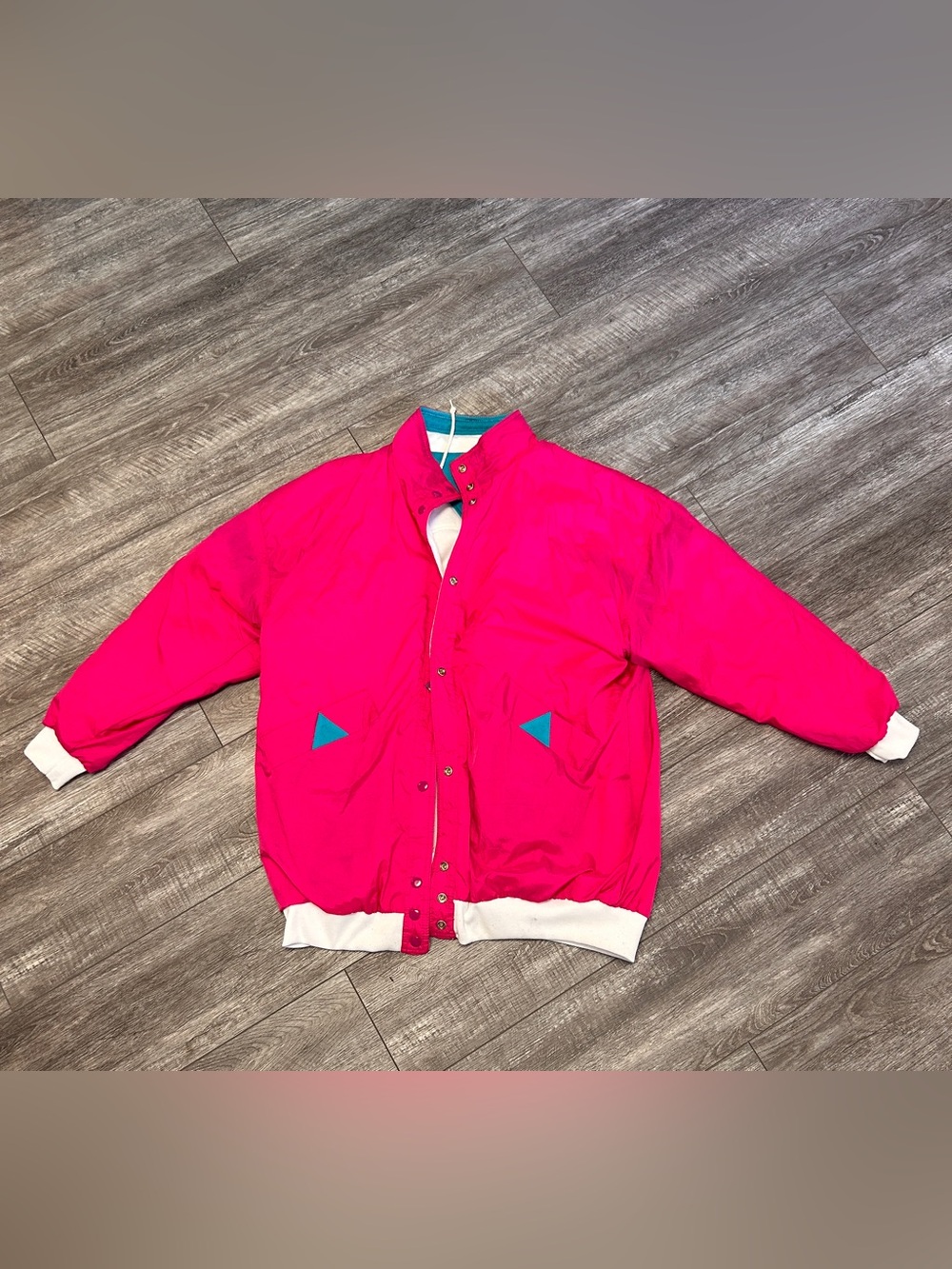 Vintage 80s 90s Reversible Colorblock Jacket One Size Fits All Fits Like XL Neon